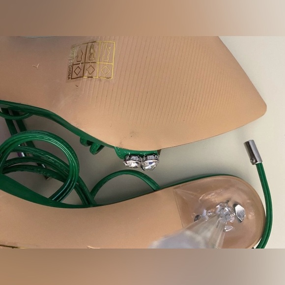 vivianly Strappy Stiletto Clear High Heels Rhinestone Woman's Size: 7  Green - Picture 7 of 9